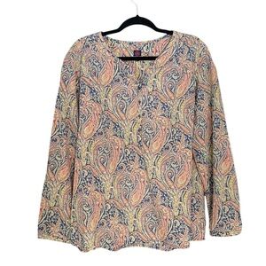 LIBERTY ART FABRICS Liberty Of London Paisley Print Cotton Popover Blouse XL